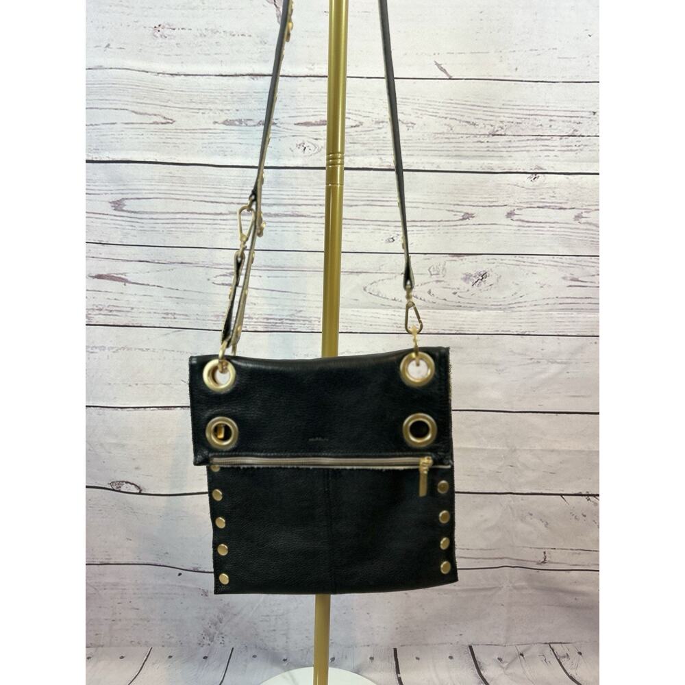 Hammitt Montana Large Reversible Leather Crossbody Bag Black Taupe Gold Studded - Picture 3 of 11